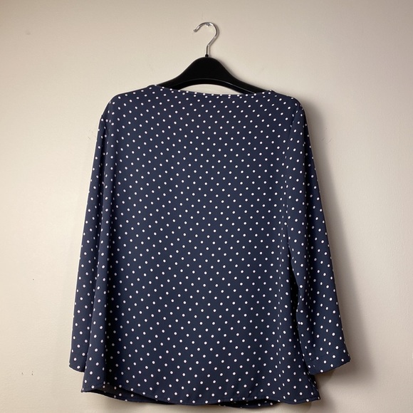 Loft Pleated Blouse - Navy Blue with White Polka Dots - Picture 3 of 3